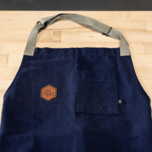 Navy Leather Patch Apron 1