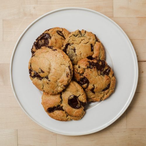 Chocolate chip cookies on a plate